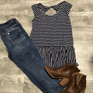 Maurices navy and white stripe top